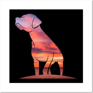 Sunset Background Labrador Dog Posters and Art